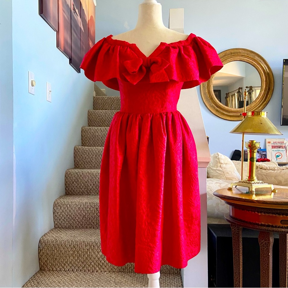 Yves Saint Laurent Rive Gauche Early 1990’s Red Princess Dress. Size 40.